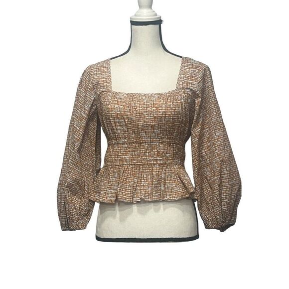 Circus NY by Sam Edelman Cal Peplum Top, Watercolor Stripe,Orange-multi - Picture 14 of 16